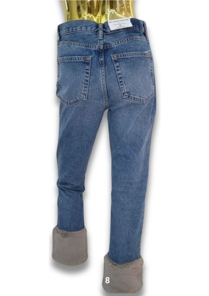 Zara S / 36 PELUŞ KÜRK DETAYLI PAÇA Bermuda Denim Kot Pantolon Jean KAPRİ fırsatları