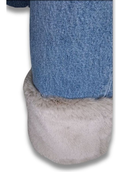 Zara S / 36 PELUŞ KÜRK DETAYLI PAÇA Bermuda Denim Kot Pantolon Jean KAPRİ indirimleri