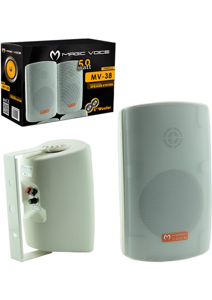 Magıcvoıce Mv-38 11 cm 50 W Beyaz Sütun Hop 2li Takım Trafolu (5131)