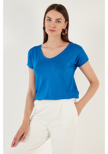 V Yaka Relaxed Fit Yırtmaç Detaylı 2'li Paket Bluz Bayan Bluz 5862000S2
