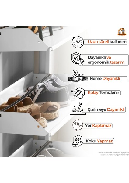 Kilitli 5'li Metal Ayakkabılık - Beyaz