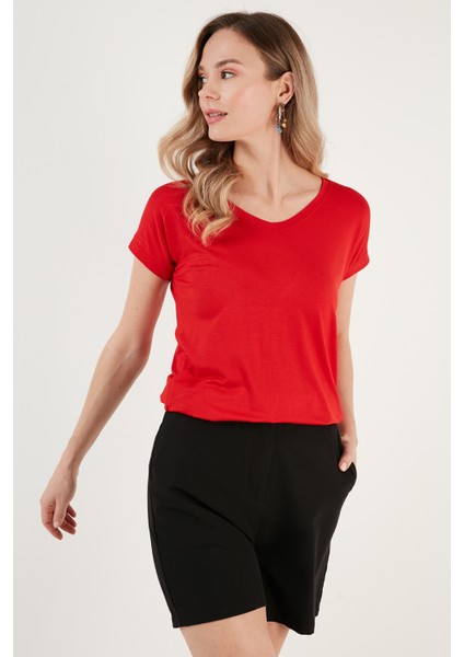V Yaka Relaxed Fit Yırtmaç Detaylı 2'li Paket Bluz Bayan Bluz 5862000S2