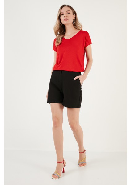 V Yaka Relaxed Fit Yırtmaç Detaylı 2'li Paket Bluz Bayan Bluz 5862000S2