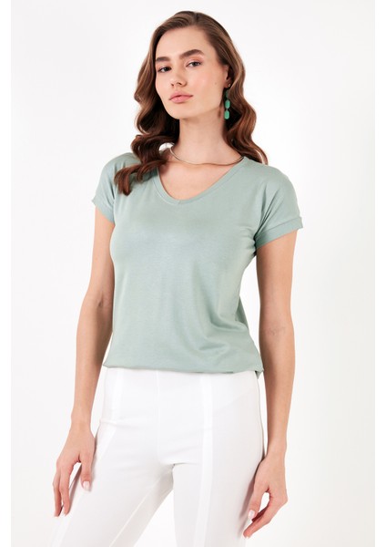 V Yaka Relaxed Fit Yırtmaç Detaylı 2'li Paket Bluz Bayan Bluz 5862000S2 indirimleri