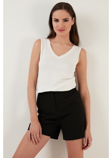 Slim Fit V Yaka Kalın Askılı 2' Li Paket Bluz Bayan Bluz 5864384S2