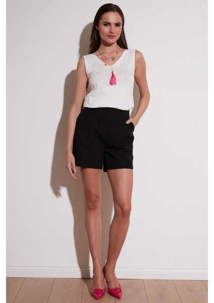 Slim Fit V Yaka Kalın Askılı 2' Li Paket Bluz Bayan Bluz 5864384S2