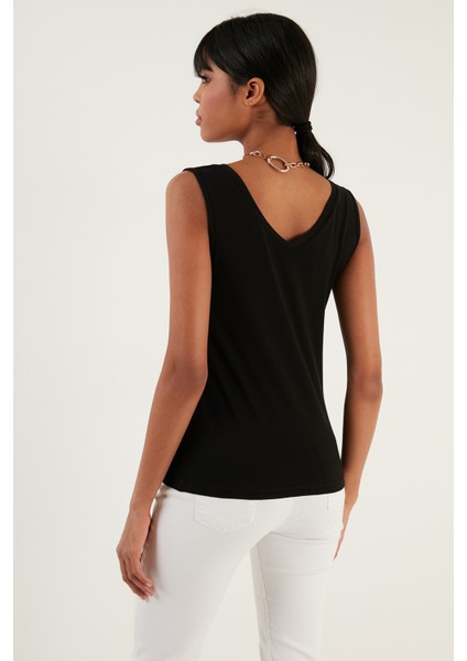 Slim Fit V Yaka Kalın Askılı 2' Li Paket Bluz Bayan Bluz 5864384S2