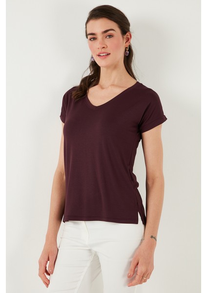 V Yaka Relaxed Fit Yırtmaç Detaylı 2'li Paket Bluz Bayan Bluz 5862000S2