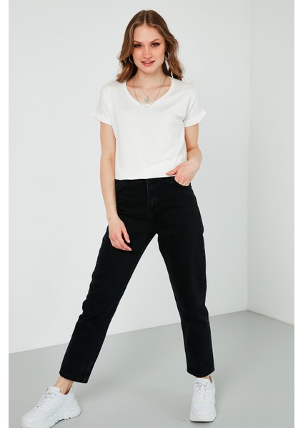 V Yaka Relaxed Fit Yırtmaç Detaylı 2'li Paket Bluz Bayan Bluz 5862000S2