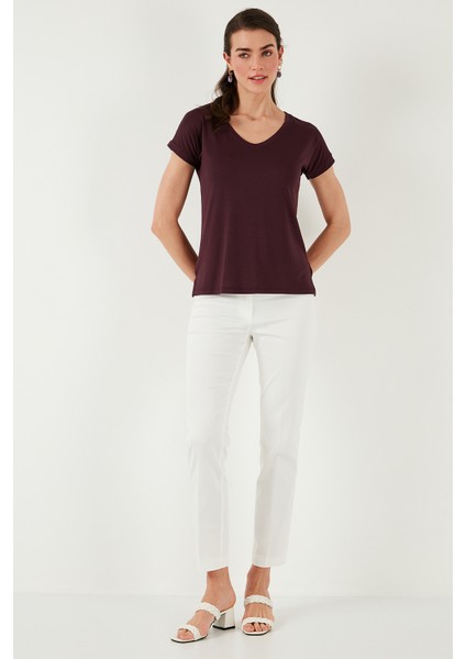 V Yaka Relaxed Fit Yırtmaç Detaylı 2'li Paket Bluz Bayan Bluz 5862000S2