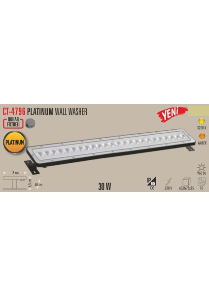 CT4796A Cata Amber Işık 35W Platinium Wall Washer fiyatları