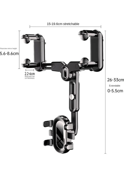 Araba Dikiz Aynası Telefon Tutucu 360 Derece Dönebilen Stand Dash Cam (Yurt Dışından)