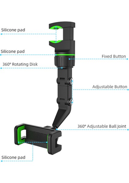 Evrensel Araba Telefon Tutucu 360 Derece Dönebilen Araba Braketi B Gri (Yurt Dışından)