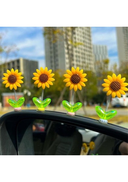 4 Adet Araba Gösterge Paneli Ayçiçeği Süsü Sallanan Dans Eden Ayçiçeği (Yurt Dışından)