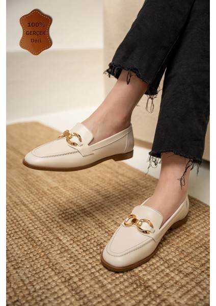 Zeys Gold Aksesuarlı Hakiki Deri Loafer