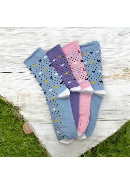 Kalp Desenli Kız Çocuk Çorabı 4^lü fiyatları