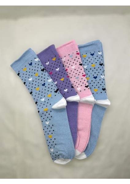 Kalp Desenli Kız Çocuk Çorabı 4^lü modelleri