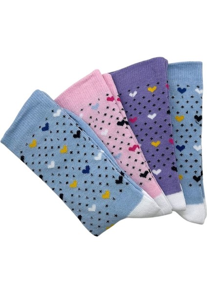 Kalp Desenli Kız Çocuk Çorabı 4^lü indirimleri