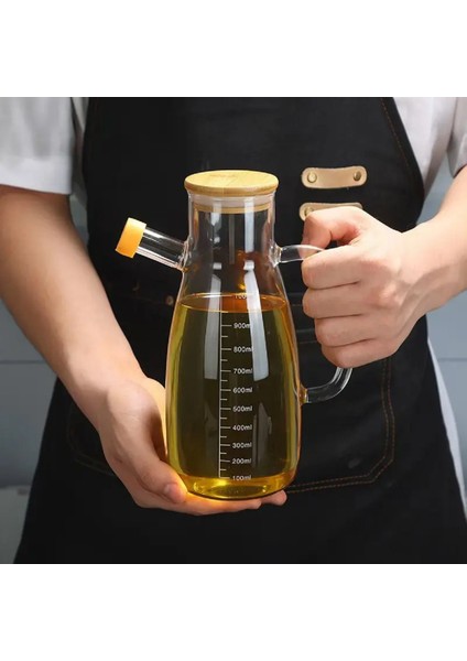 Bambu Kapaklı Vakumlu 2'li Set Cam Yağlık Sirkelik Bambu Altlık