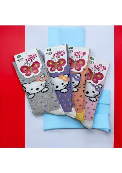 Hello City Desenli Kız Çocuk Çorabı 4^lü modelleri
