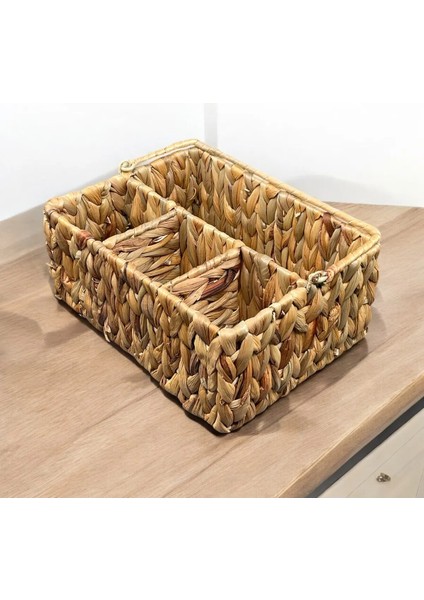 4 Bölmeli Üstten Kulplu Hasır Organizer Düzenleyici Sepet fiyatları