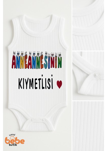 Anneannesinin Kıymetlisi Yazılı Pamuklu Ribana Tulum Body Zıbın Çıtçıtlı 6–36 Ay Unisex fiyatları