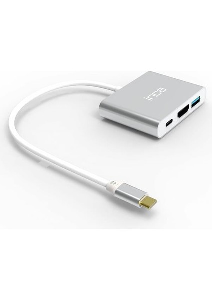 Inca X4 HDMI 4k@30 Hz+ USB 2.0+Pd Type-C Hub - Aluminyum Kasa