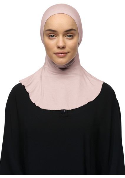 Kadın Tesettür Pratik Boyunluklu Hijab - Sporcu Bone - Pudra