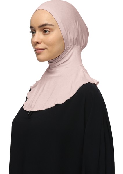 Kadın Tesettür Pratik Boyunluklu Hijab - Sporcu Bone - Pudra