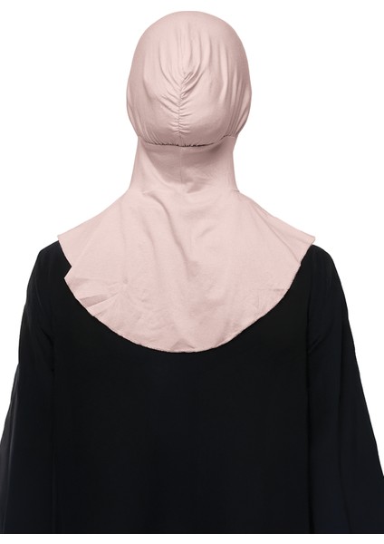 Kadın Tesettür Pratik Boyunluklu Hijab - Sporcu Bone - Pudra