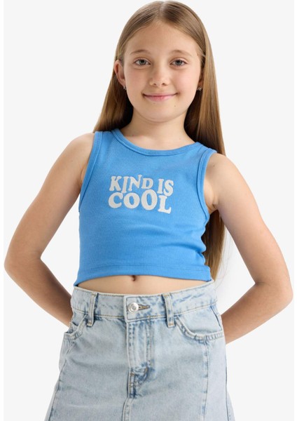 Kız Çocuk Bisiklet Yaka Baskılı Atlet C4717A825SM