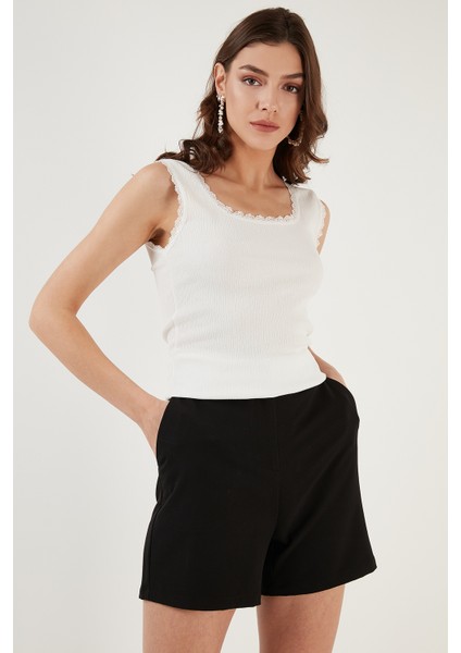 Slim Fit Kalın Dantelli Kare Yaka Bürümcük 2'li Paket Atlet Bayan Atlet 5864979S2 modelleri