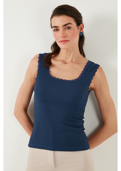 Slim Fit Kalın Dantelli Kare Yaka Bürümcük 2'li Paket Atlet Bayan Atlet 5864979S2 modelleri