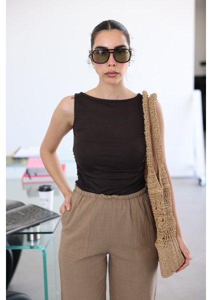 Yanları Büzgülü Kolsuz Bluz