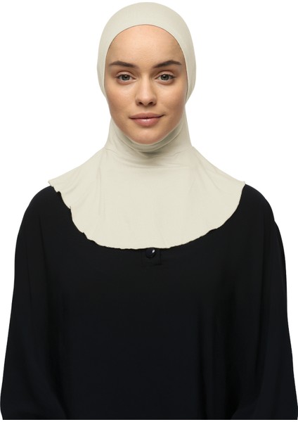 Kadın Tesettür Pratik Boyunluklu Hijab - Sporcu Bone - Koyu Krem
