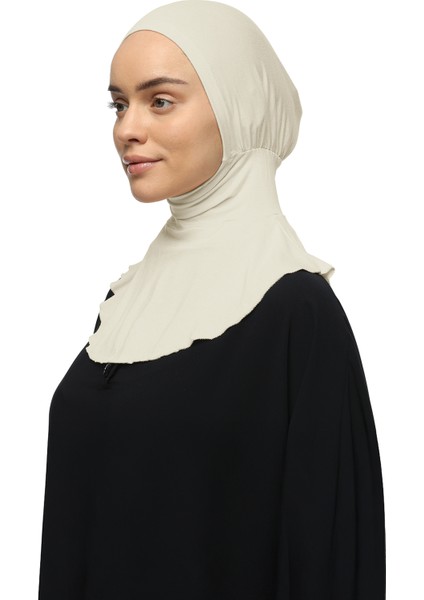 Kadın Tesettür Pratik Boyunluklu Hijab - Sporcu Bone - Koyu Krem modelleri