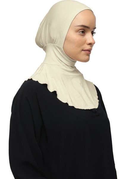 Kadın Tesettür Pratik Boyunluklu Hijab - Sporcu Bone - Krem modelleri