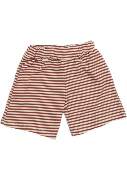 Erkek Bebek Beyaz Kiremit Çizgili Yakalı Şortlu 2'li Takım - 1015772 fırsatları