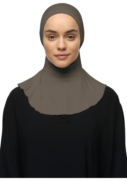 Kadın Tesettür Pratik Boyunluklu Hijab - Sporcu Bone - Koyu Vizon