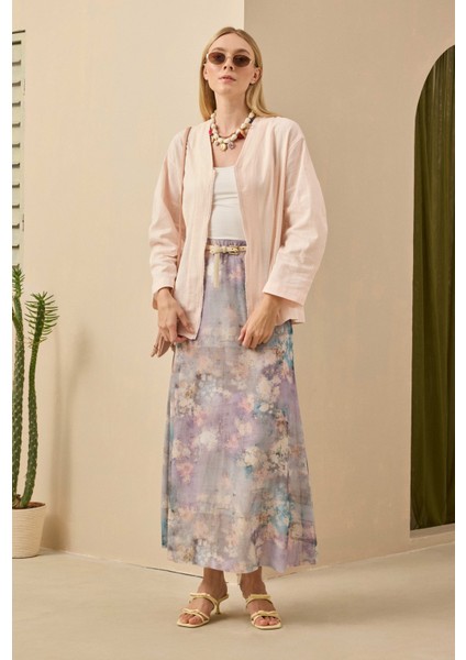 Çan Tül Etek Floral Desen Mavi fiyatları