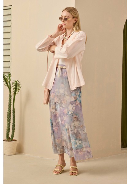 Çan Tül Etek Floral Desen Mavi fırsatları