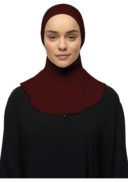 Kadın Tesettür Pratik Boyunluklu Hijab - Sporcu Bone - Bordo