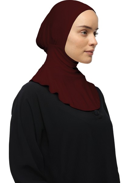 Kadın Tesettür Pratik Boyunluklu Hijab - Sporcu Bone - Bordo modelleri