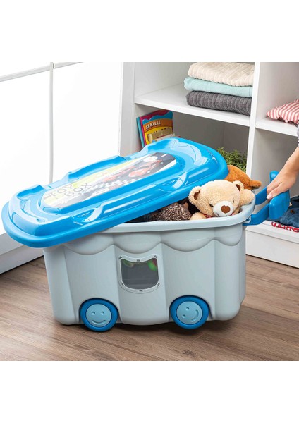 Tekerlekli Oyuncak Kutusu - Mavi - 50 Lt