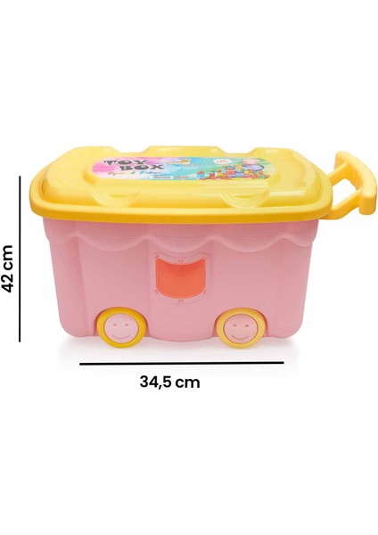 Tekerlekli Oyuncak Kutusu - Pembe - 50 Lt