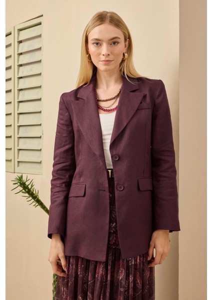 Keten Belden Oturtmalı Ceket Bordo fiyatları