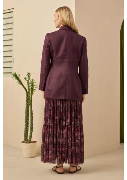 Keten Belden Oturtmalı Ceket Bordo modelleri