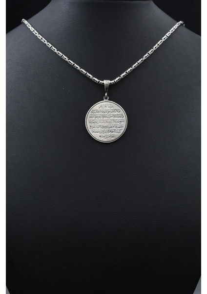 Çift Taraflı Ayetel Kürsi ve Haset Suresi Yazılı 925 Ayar Gümüş Kolye Kral Zincir 2mm 901847 indirimleri