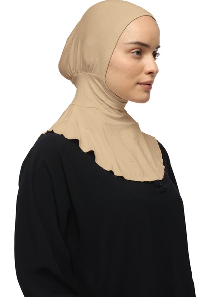 Kadın Tesettür Pratik Boyunluklu Hijab - Sporcu Bone - Koyu Bej modelleri
