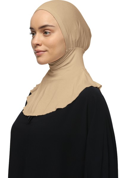 Kadın Tesettür Pratik Boyunluklu Hijab - Sporcu Bone - Koyu Bej fırsatları